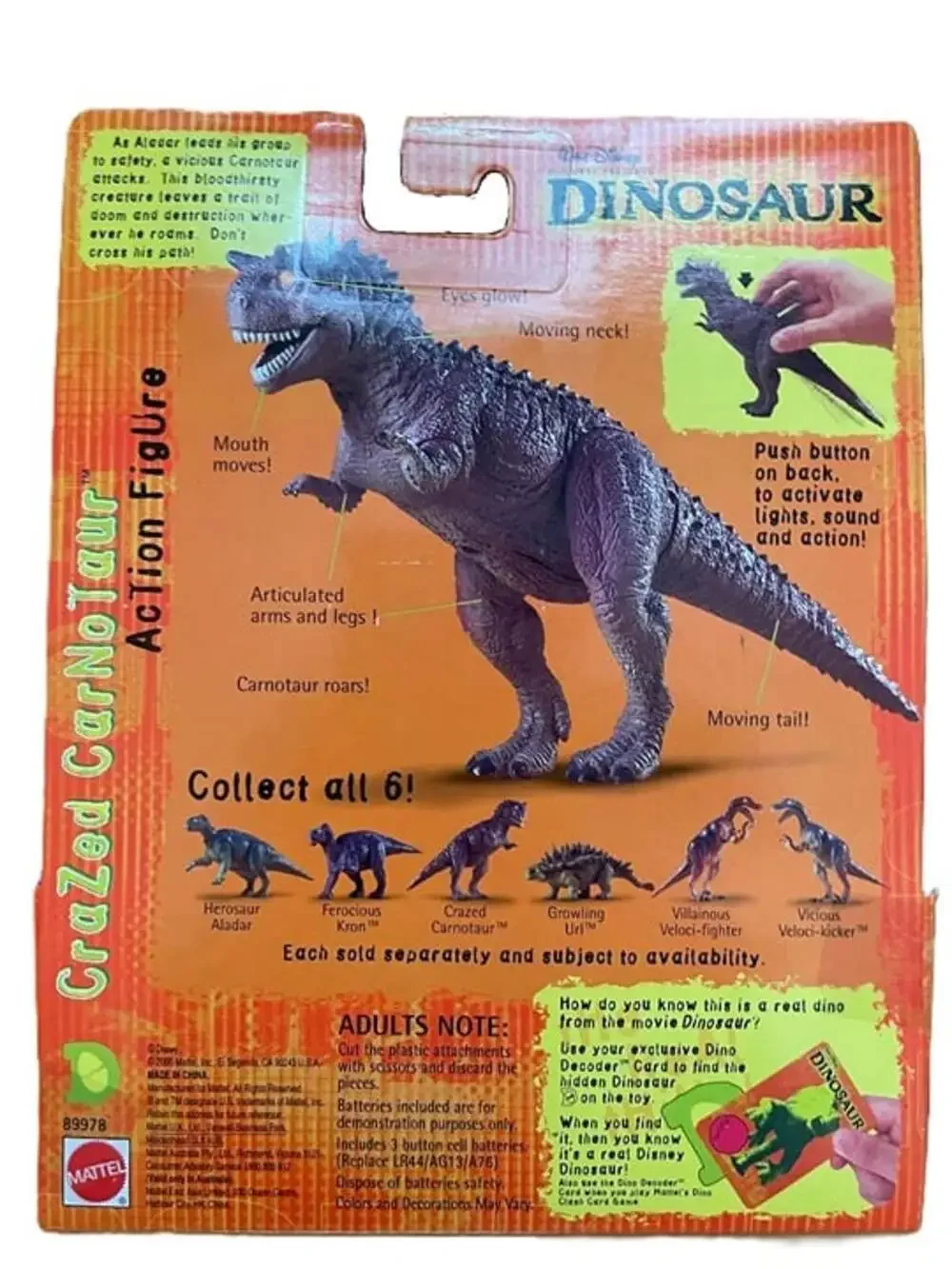 Vintage Disney Dinosaur Movie 2000 Crazed Carnotaur Mattel 9
